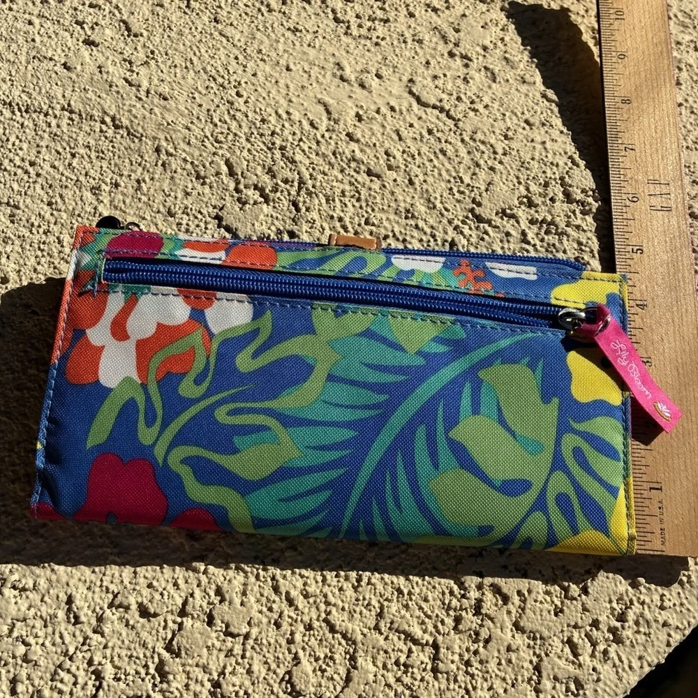 Lily Bloom Travel Wallet with Tropical Pattern
